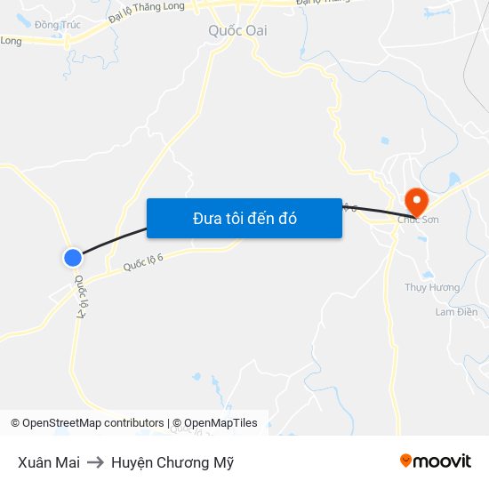 Xuân Mai to Huyện Chương Mỹ map