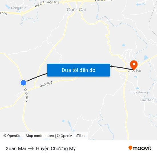 Xuân Mai to Huyện Chương Mỹ map