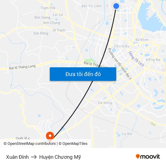 Xuân Đỉnh to Huyện Chương Mỹ map