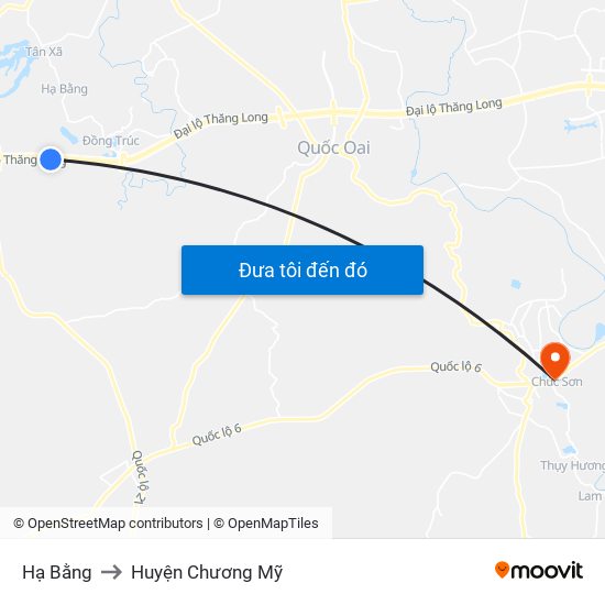 Hạ Bằng to Huyện Chương Mỹ map