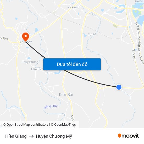 Hiền Giang to Huyện Chương Mỹ map