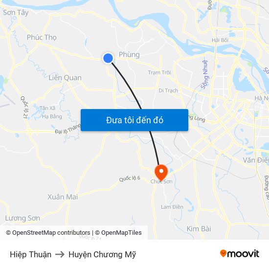 Hiệp Thuận to Huyện Chương Mỹ map