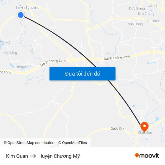 Kim Quan to Huyện Chương Mỹ map