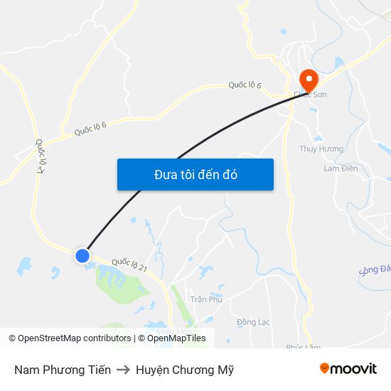 Nam Phương Tiến to Huyện Chương Mỹ map