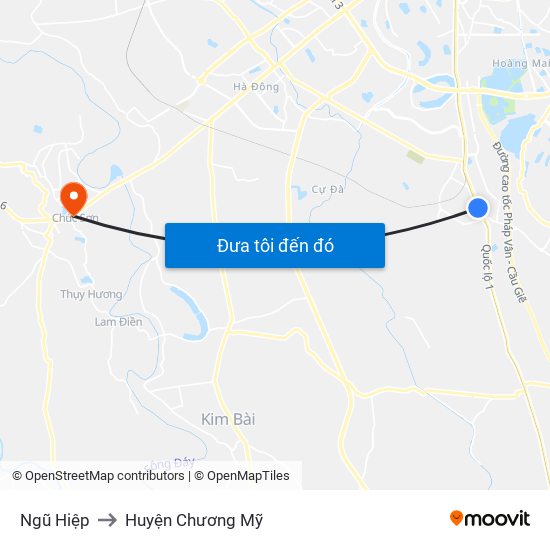 Ngũ Hiệp to Huyện Chương Mỹ map