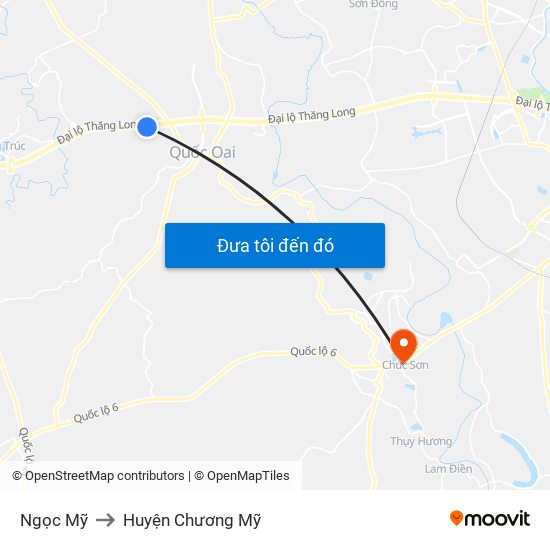 Ngọc Mỹ to Huyện Chương Mỹ map