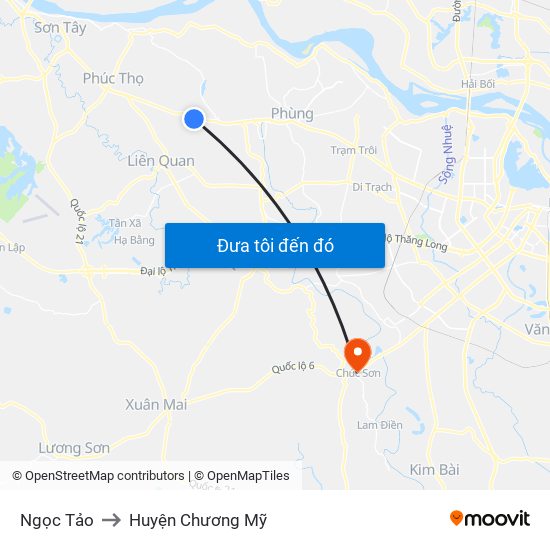 Ngọc Tảo to Huyện Chương Mỹ map