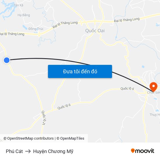 Phú Cát to Huyện Chương Mỹ map