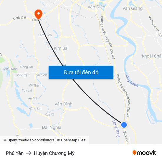 Phú Yên to Huyện Chương Mỹ map