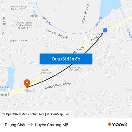 Phụng Châu to Huyện Chương Mỹ map