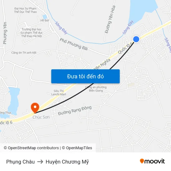 Phụng Châu to Huyện Chương Mỹ map