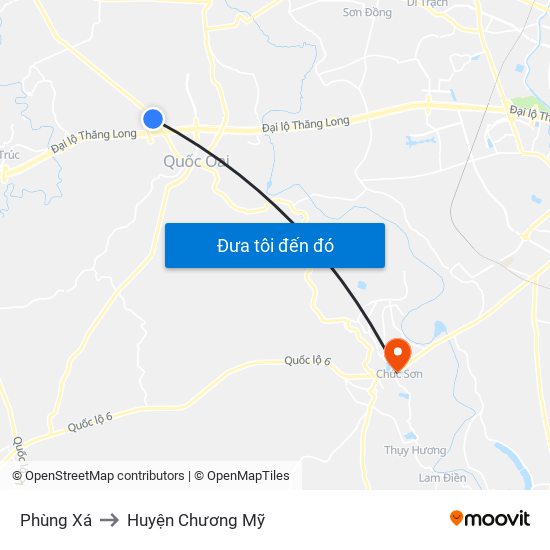 Phùng Xá to Huyện Chương Mỹ map