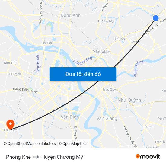 Phong Khê to Huyện Chương Mỹ map