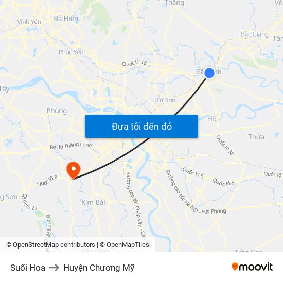 Suối Hoa to Huyện Chương Mỹ map