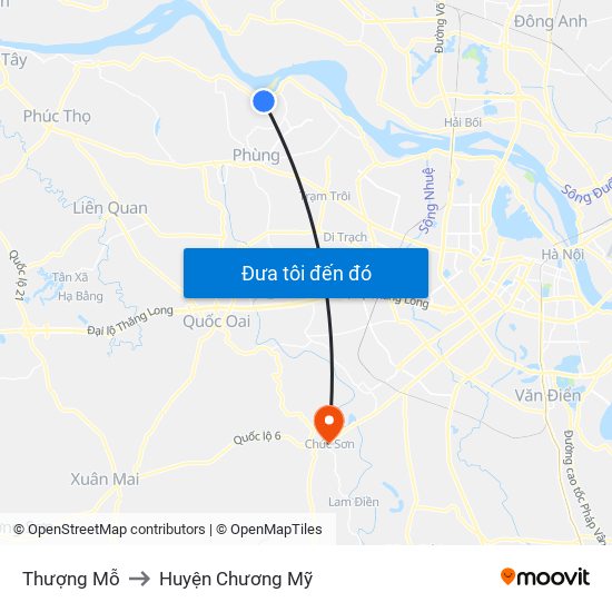 Thượng Mỗ to Huyện Chương Mỹ map