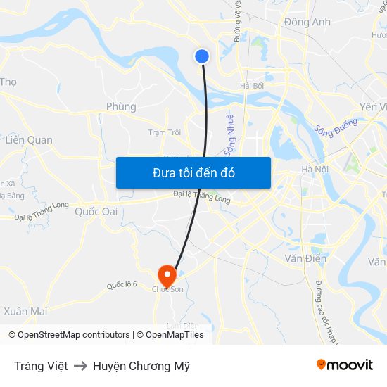 Tráng Việt to Huyện Chương Mỹ map