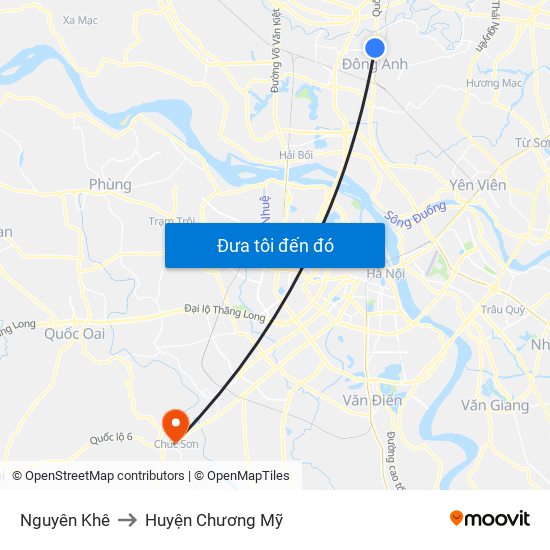 Nguyên Khê to Huyện Chương Mỹ map