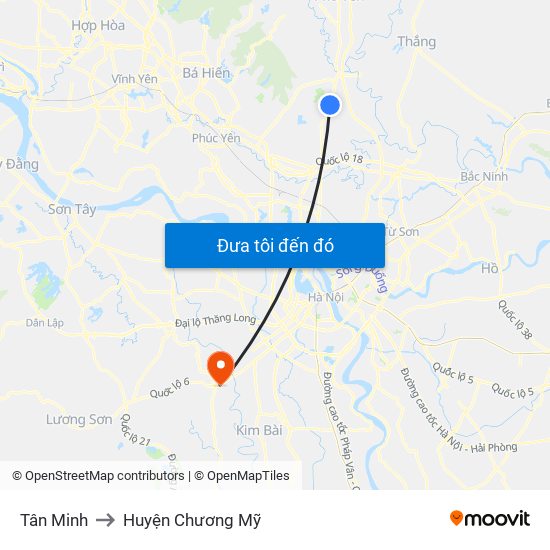 Tân Minh to Huyện Chương Mỹ map