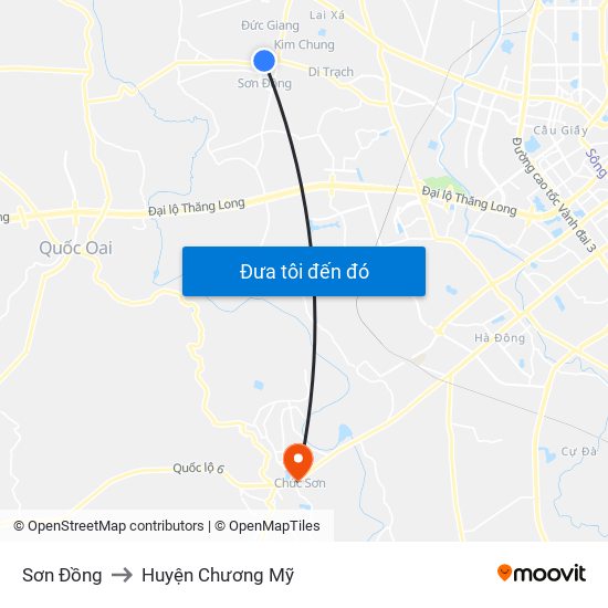 Sơn Đồng to Huyện Chương Mỹ map