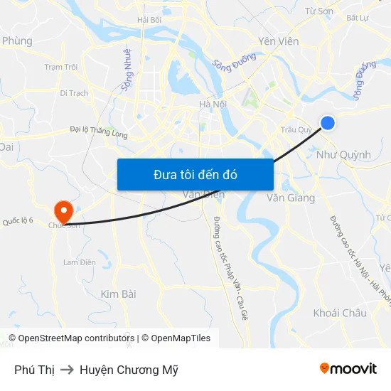 Phú Thị to Huyện Chương Mỹ map