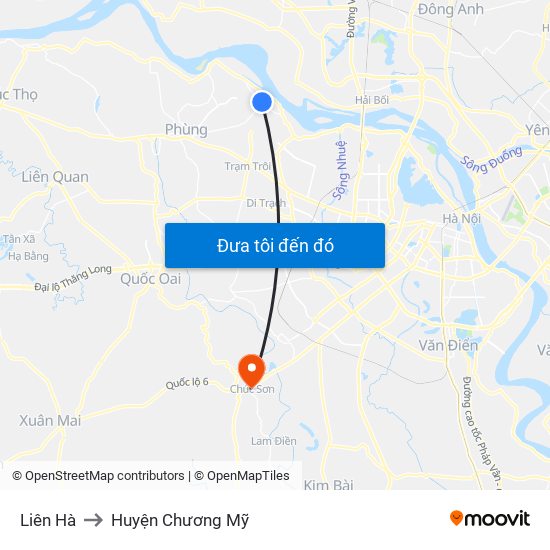 Liên Hà to Huyện Chương Mỹ map