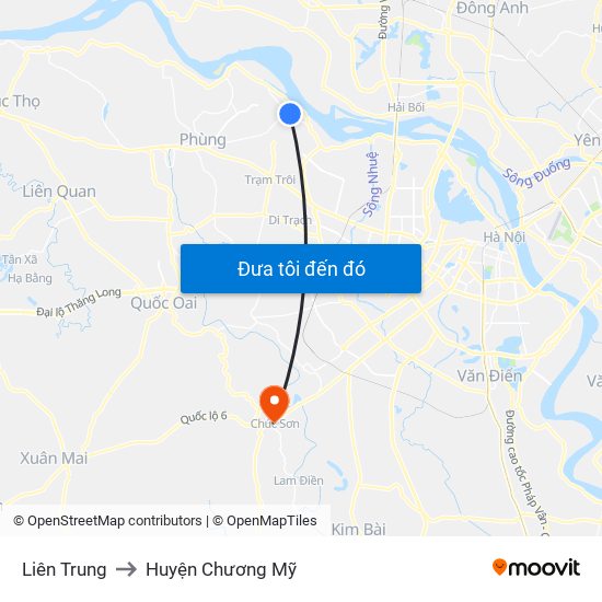 Liên Trung to Huyện Chương Mỹ map