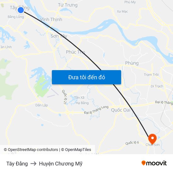 Tây Đằng to Huyện Chương Mỹ map