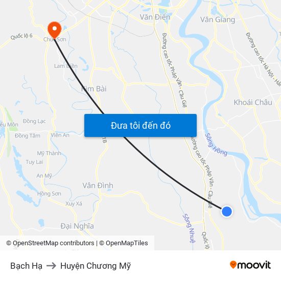 Bạch Hạ to Huyện Chương Mỹ map