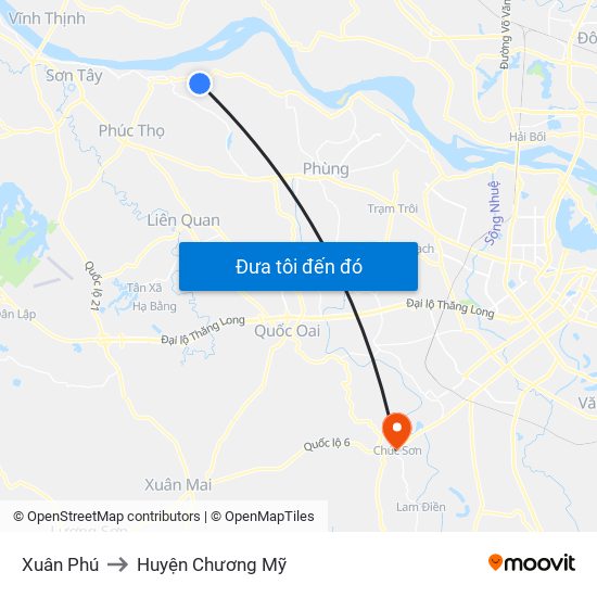 Xuân Phú to Huyện Chương Mỹ map