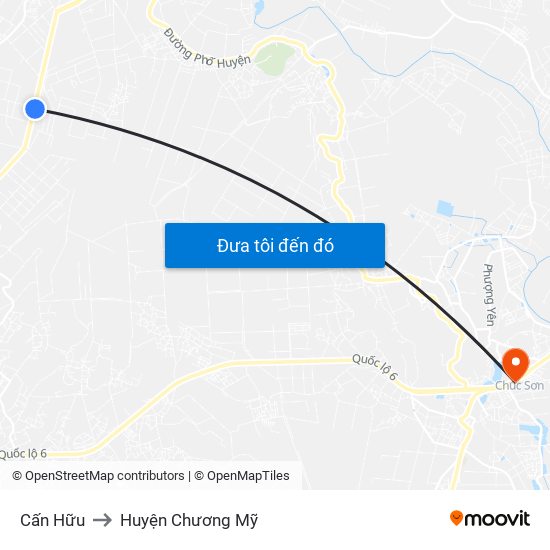 Cấn Hữu to Huyện Chương Mỹ map