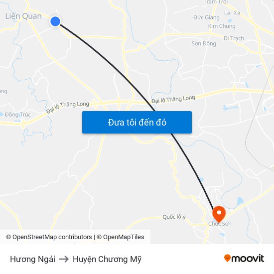 Hương Ngải to Huyện Chương Mỹ map