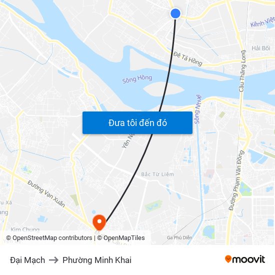 Đại Mạch to Phường Minh Khai map