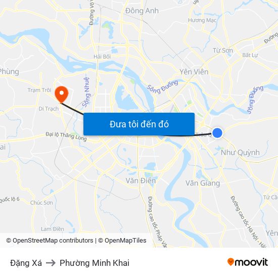 Đặng Xá to Phường Minh Khai map