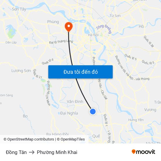 Đồng Tân to Phường Minh Khai map