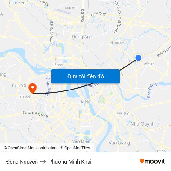Đồng Nguyên to Phường Minh Khai map