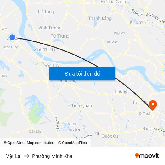 Vật Lại to Phường Minh Khai map