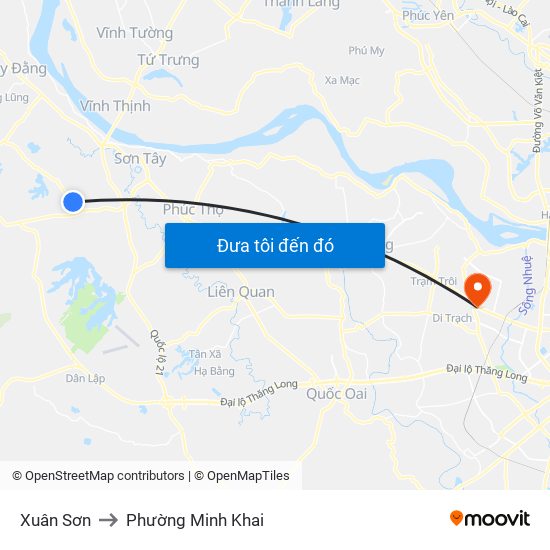 Xuân Sơn to Phường Minh Khai map