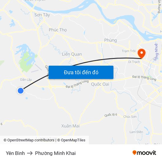 Yên Bình to Phường Minh Khai map