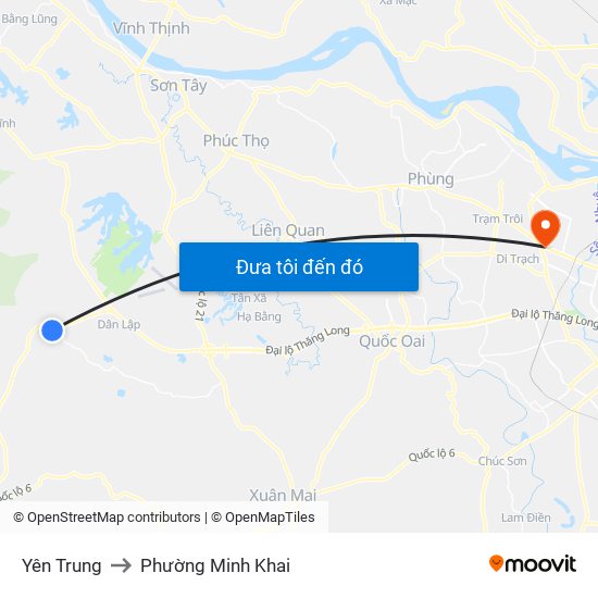 Yên Trung to Phường Minh Khai map