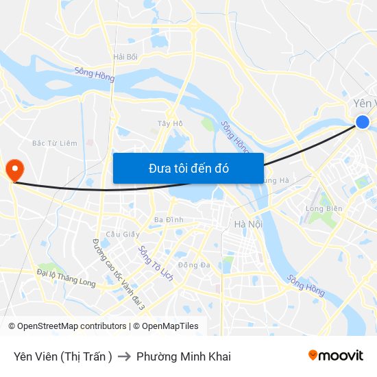 Yên Viên (Thị Trấn ) to Phường Minh Khai map