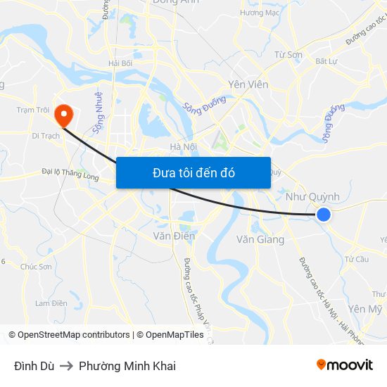 Đình Dù to Phường Minh Khai map