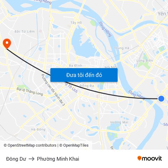 Đông Dư to Phường Minh Khai map