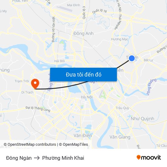 Đông Ngàn to Phường Minh Khai map