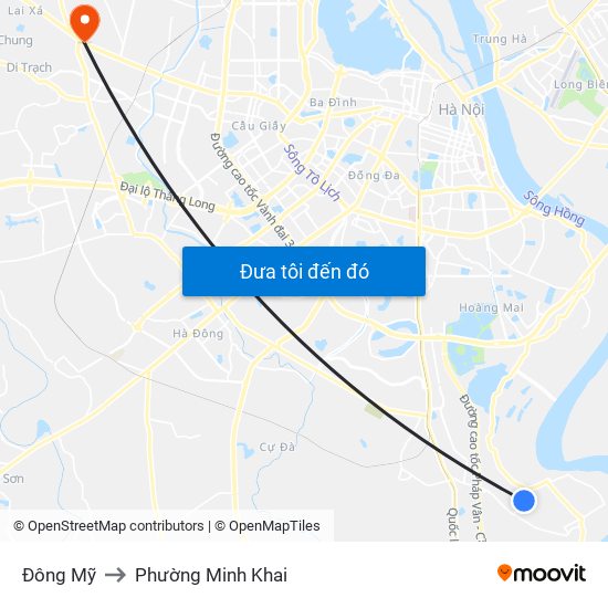 Đông Mỹ to Phường Minh Khai map