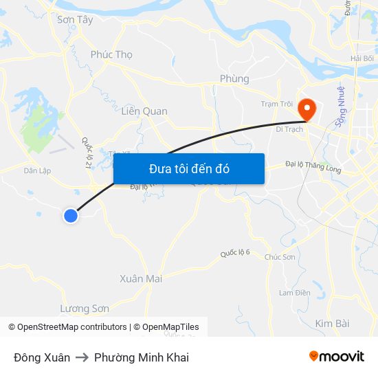 Đông Xuân to Phường Minh Khai map