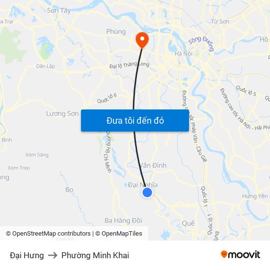 Đại Hưng to Phường Minh Khai map