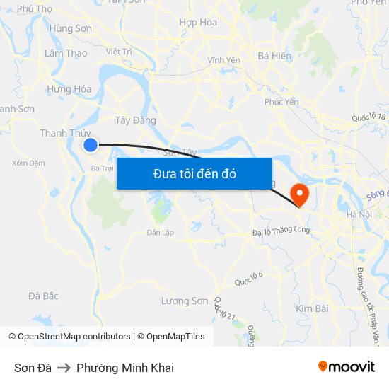 Sơn Đà to Phường Minh Khai map