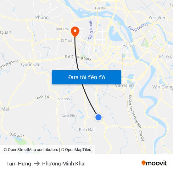 Tam Hưng to Phường Minh Khai map
