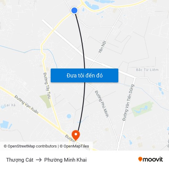 Thượng Cát to Phường Minh Khai map