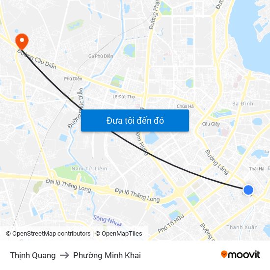 Thịnh Quang to Phường Minh Khai map